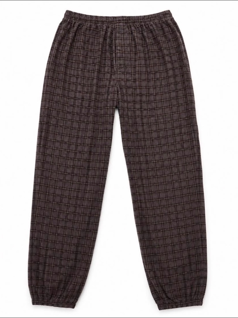 Source Unknown Brown Plaid Elastic-Waist Joggers